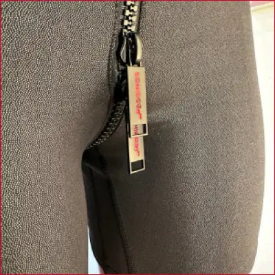 Black Foiled Leather Crotch Branded Zipper Shorts Heart Padlock - Activewear