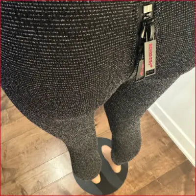 Black Spandex Crotch Zipper Leggings Padlock Capri Silver Threads - Leggings