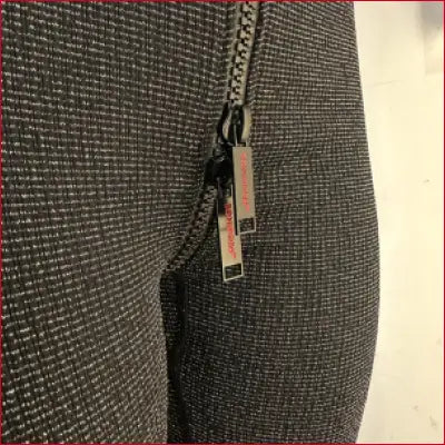 Black Spandex Crotch Zipper Leggings Padlock Capri Silver Threads - Leggings