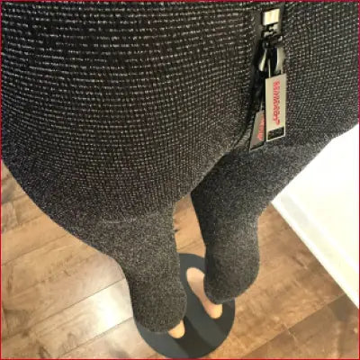 Black Spandex Crotch Zipper Leggings Padlock Capri Silver Threads - Leggings