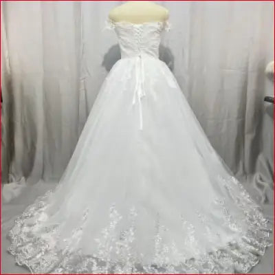 Customized White Off the Shoulder Plus Size Vestido De Noiva Wedding Dress Train Custom Made Plus Size Bridal Tulle Mariage