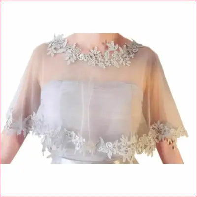 Sheer floral lace bolero shawl with summer casual style and crotch zipper detail