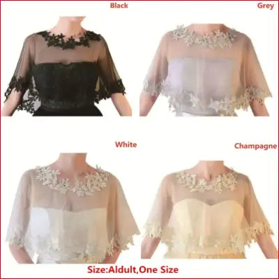 Lace shawl boleros in black, grey, white, champagne for summer casual wedding looks