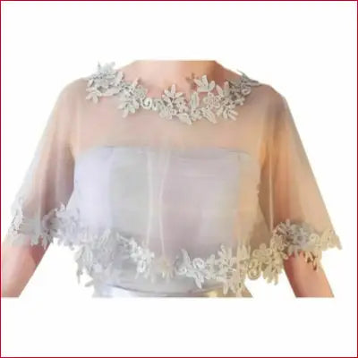 Lace-trimmed sheer bolero shawl from Elegant Cape Summer Casual collection