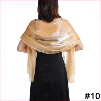 Gold shimmering shawl for elegant women, perfect for weddings and evening parties
