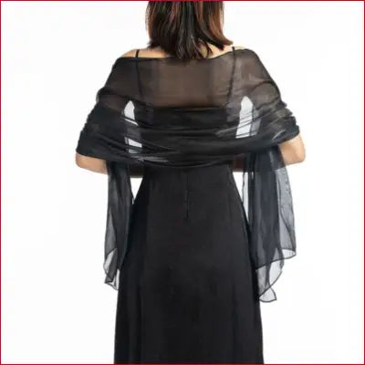 Black chiffon shawl for elegant women, perfect for weddings and evening dresses