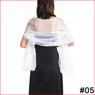Elegant women shawls featuring a sheer white wrap for bridal and evening occasions