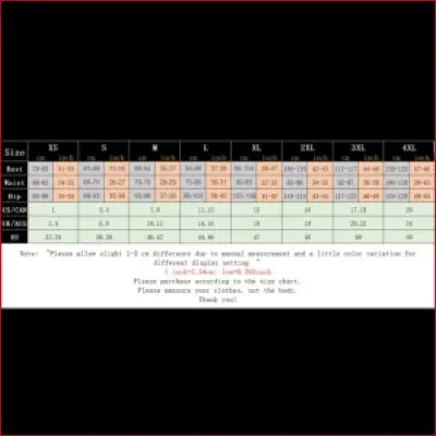 Size chart for Black Faux Leather Handmade Leggings with Crotch Zipper Triangle Design