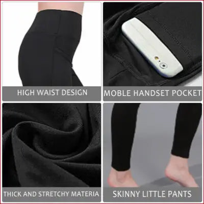 Black high waist elastic workout leggings with tummy control and ruching for women