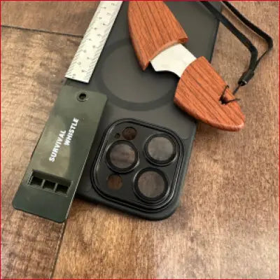 IPhone 14 Black Case with Survival Whistle, Frame Ruler, and Box Opener