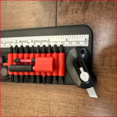 Screwdriver bit set with utility knife in black case, perfect for box cutter tools