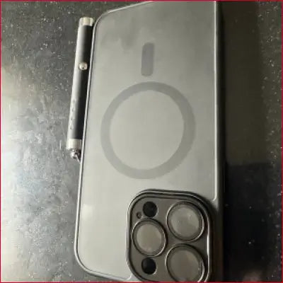 IPhone 15 Black Case with Laser Pointer and Camera Lens Protector featuring Crotch Zipper