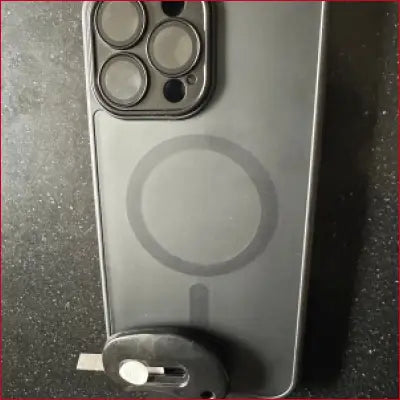 Gray iPhone 16 Plus Black Case with MagSafe and box cutter feature