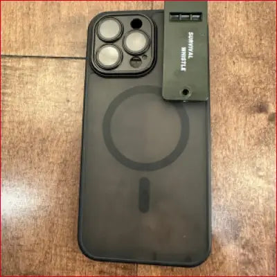 Black Phone Case with Survival Whistle for iPhone 16 Plus Black Case and Safety
