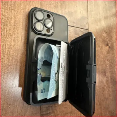 IPhone 16 Pro Max black case wallet with cash and card holder functionality