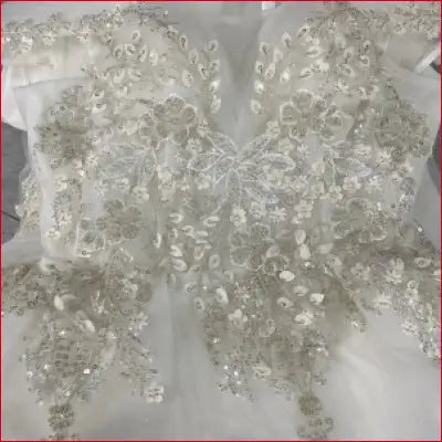 Luxury Handmade Neck Wedding Dress With Train Lace Flower Bridal Dress Elegant The Shoulder Ball Gown Robe De Mariee Customized - Off white