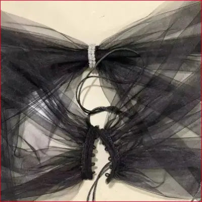 Black Tulle Butterfly Top from Wedding Shawl with Bling Crystals and Lace detailing