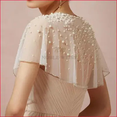 Beaded sheer capelet for pearls tulle wedding or bridal party coat Chile Brazil Argentina