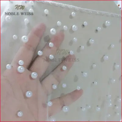 Pearls Tulle wedding shawl with sheer fabric and pearl embellishments for bridal party