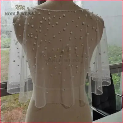 Beaded sheer bridal bolero with pearls tulle wedding design for Chile Brazil Argentina brides