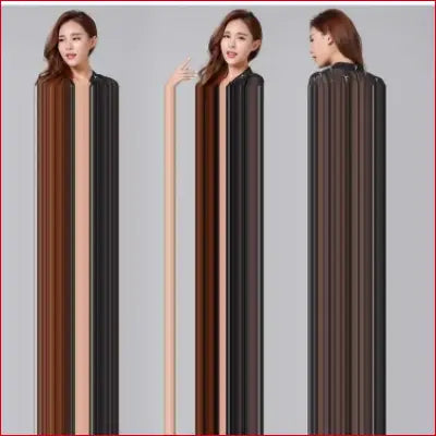 Three women wearing black casual stretch pencil pants with high elastic waist