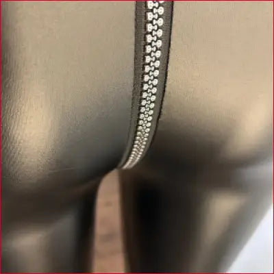 Zipper on Sexy Skull Teeth Crotch Zipper Faux Leather Leggings in Black