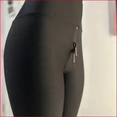 Spandex Crotch Zipper Leggings Capris Padlock - Leggings