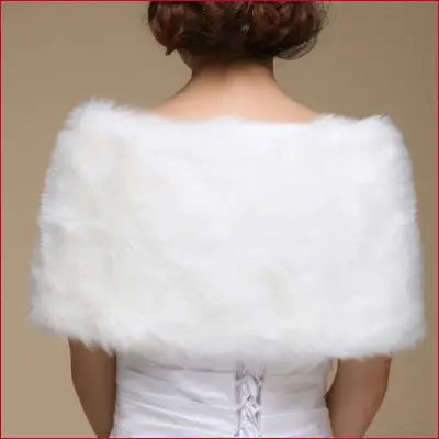 White faux fur cape for women winter, elegant bridal shawl or wedding wrap