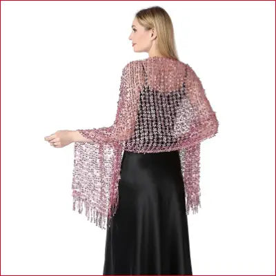 Pink sequined shawl from vintage 1920s scarf wraps collection for brides and evening wear