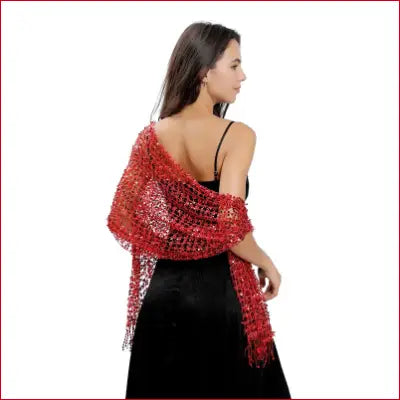 Red beaded shawl from Women’s 1920s scarf wraps vintage evening wrap for weddings