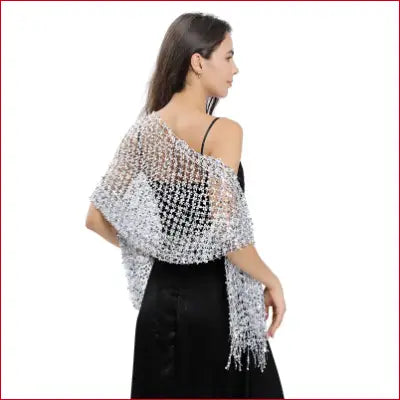 Silver beaded shawl from vintage 1920s scarf wraps for wedding and evening wear