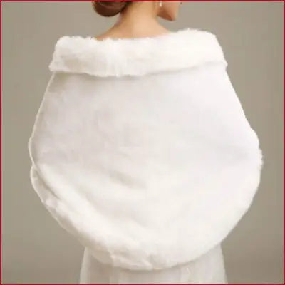 White faux fur bridal wrap for womens ladies wedding shawl and winter cape fashion