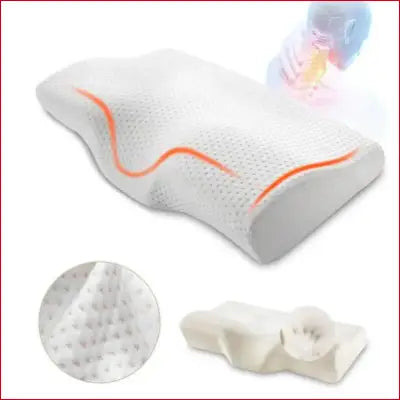 1 pc Memory Foam Bed Orthopedic Pillow Neck Protection Slow Rebound Memory Pillow Butterfly Shaped Health Cervical Neck - White / 60x35cm