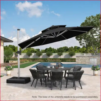 Black 12 Feet Deluxe Patio Umbrella Offset for Outdoor Garden and Market Use