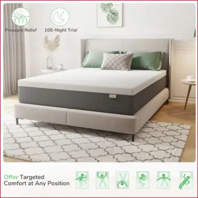 12-In Twin Extra Long Memory Foam Mattress in a Box with gray sides and white top