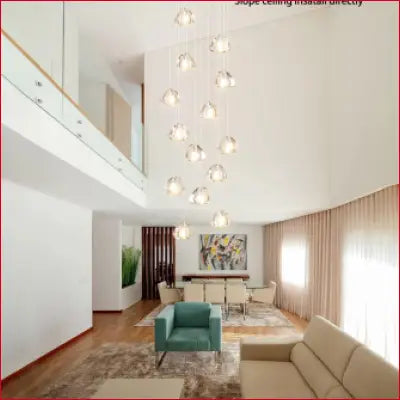 Multi-pendant crystal chandelier in modern LED design for luxury ceiling lighting