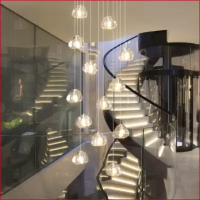 Multi-pendant crystal chandelier showcasing modern LED design in a luxury ceiling light