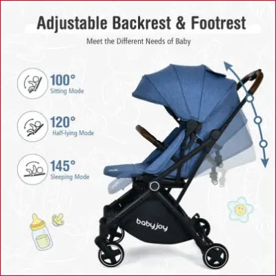 Adjustable Canopy Baby Stroller, 2-In-1 Convertible Aluminum Baby Stroller for infants