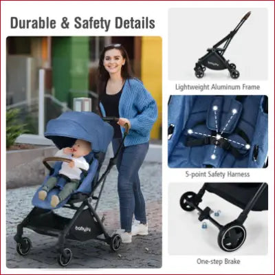 Baby stroller with safety features in a 2-In-1 Convertible Aluminum Baby Stroller