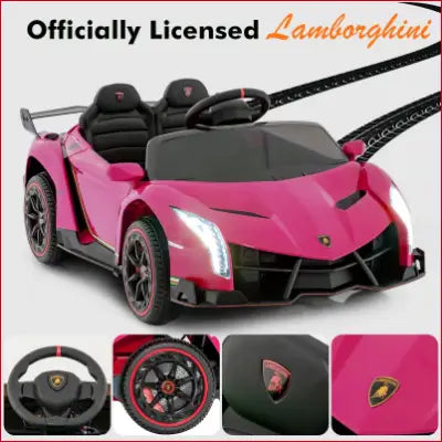 Pink Lamborghini ride-on toy car, 12V 4WD Licensed Lamborghini Veneno for kids