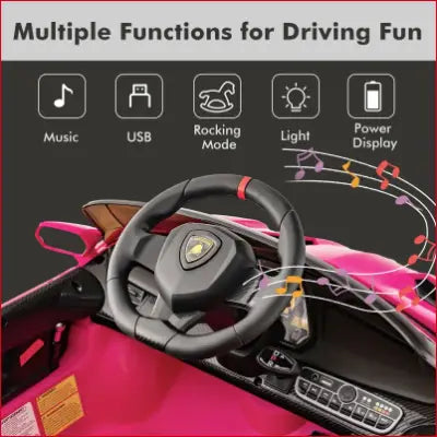 Pink Toy Lamborghini dashboard of a 12V 4WD Licensed Lamborghini Veneno car