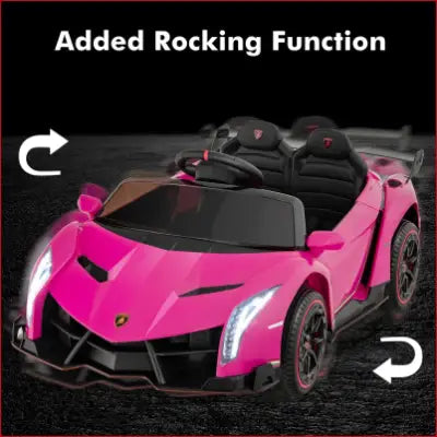 Pink toy Lamborghini with rocking function from a 12V 4WD Licensed Lamborghini Veneno