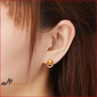 24k Fine 999 Gold Round Stud Earrings