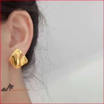 24k Pure 999 Gold Square Stud Earrings Womens Jewelry