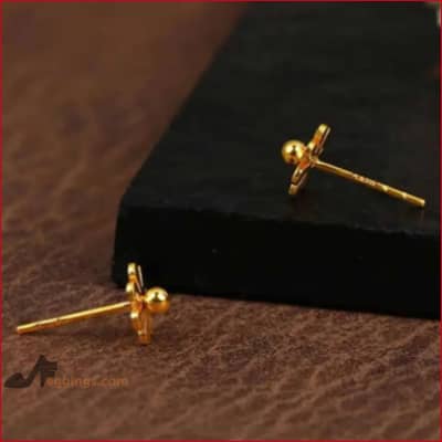 24k Pure Gold Sunflower Stud Earrings Womens Jewelry