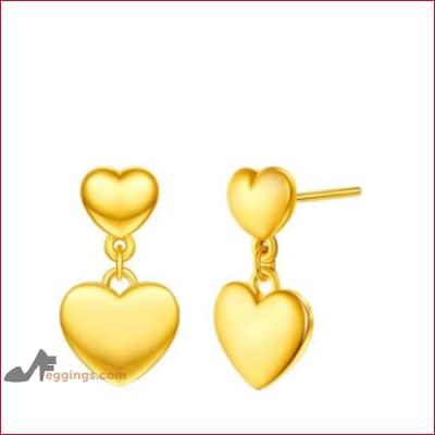 24k Pure Solid Fine 999 Gold Two Hearts