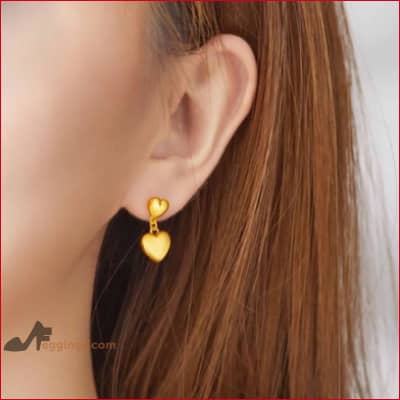 24k Pure Solid Fine 999 Gold Two Hearts