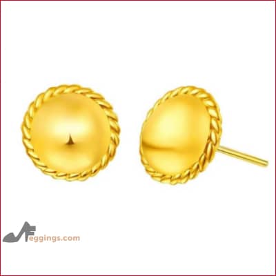 24k Pure Solid Gold 999 Fine Round Stud Earrings Womens Jewelry