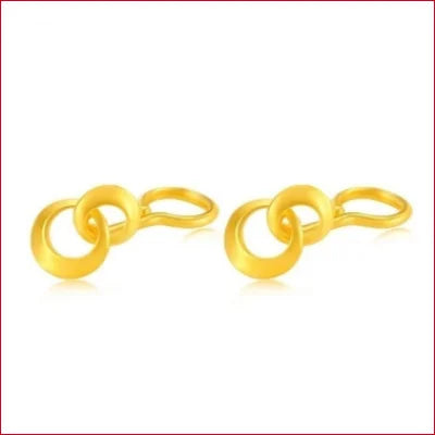 Pair of gold intersecting loops earrings in 24K pure gold with a spiral design