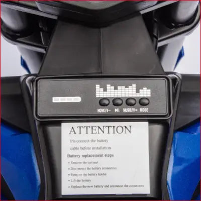 Toy car dashboard with attention label for 24V Electric Dirt Bike for kids